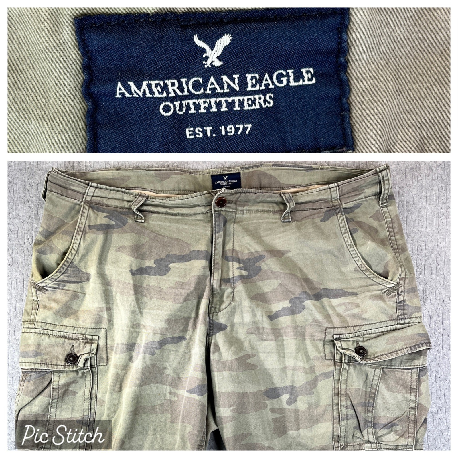 American Eagle Outfitters Camo Cargo utility Shorts men Size 44 (46) Classic Fit