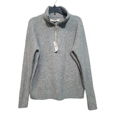 LOFT Ribbed Mock Neck Zip Collar Sweater Gray XS NWT Soft Knit
