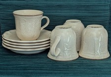 Taza de té y platillo vintage Mikasa Vanilla Ice F9901 con patrón floral, juego de 4