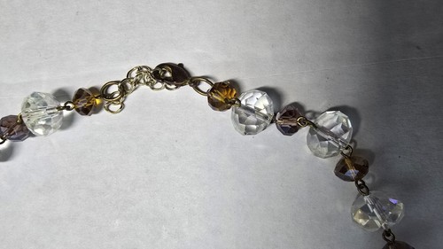 Collana di perle in vetro sfaccettato - colori trasparenti, ambra e lavanda - Foto 4 di 6