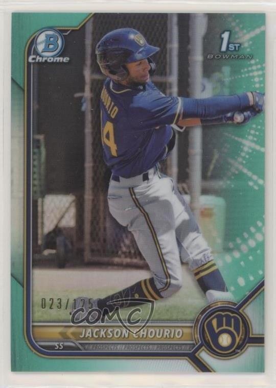 2022 Bowman Chrome Prospects Aqua Refractor 23/125 Jackson Chourio #BCP-79 s3g