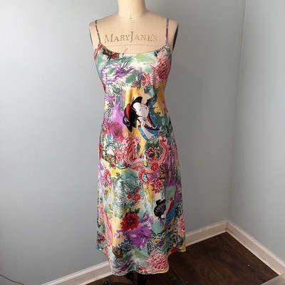 Natori Private Luxuries Dragon Geisha Chemise Slip Dress Small Asian Art Y2K