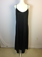 Vintage Vanity Fair Nightgown Slip Midi Cami Dress Size 38/L Womans Black Nylon