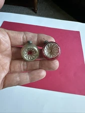 Rare Vintage Mini Feather Tree Indent Christmas Ornaments Green Pink Japan