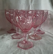 6 Fostoria Moonstone Pink Water Glass Goblet 6.5