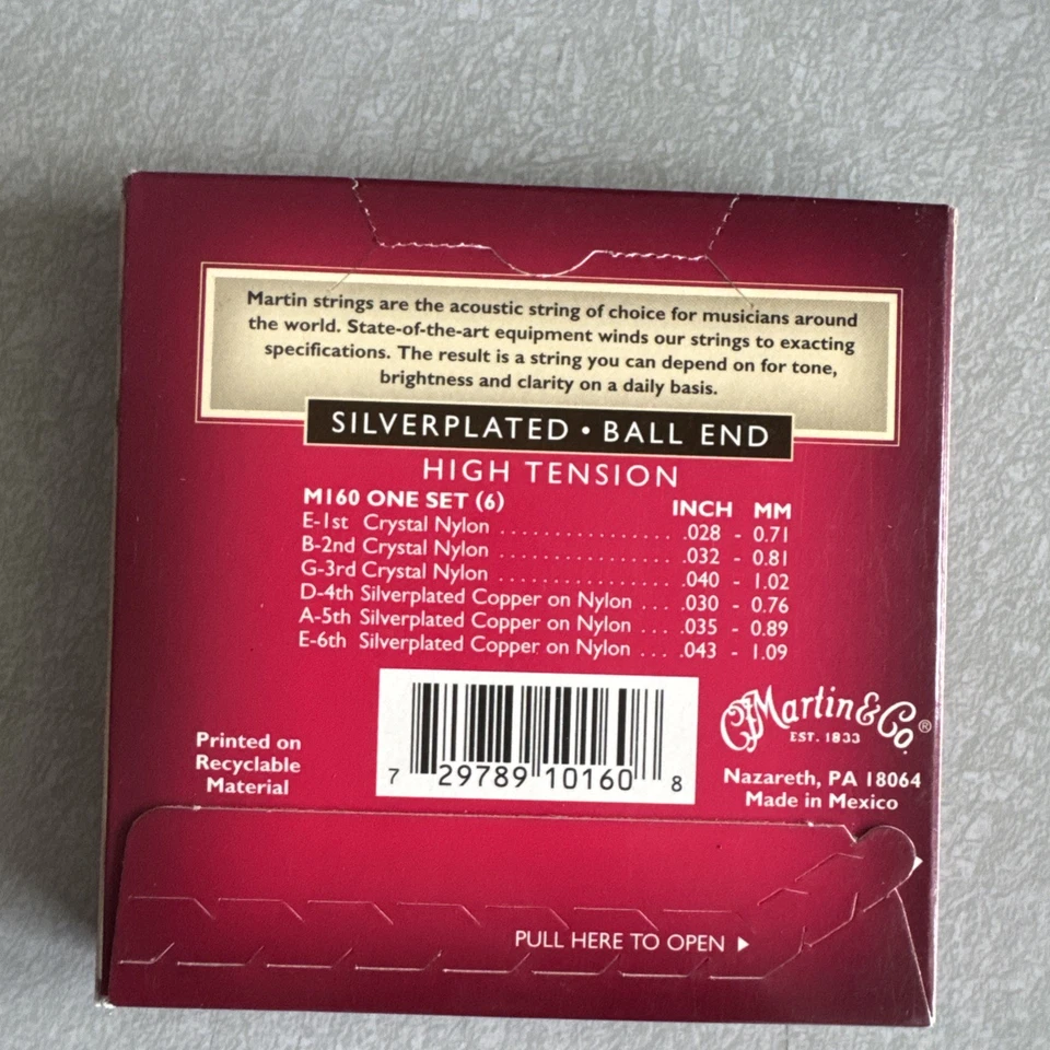 Martin Silverplated Classical Guitar Strings 28-43 High Tension Ball End - M120 - Image 2 of 2