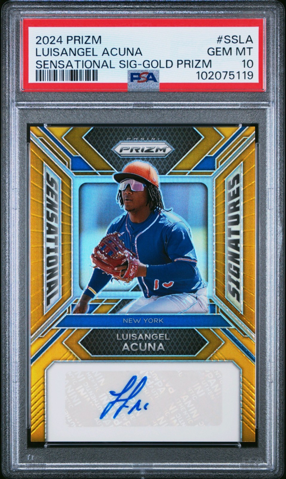 2024 Prizm Luisangel Acuna Sensational Signatures Gold Prizm 3/10 PSA 10 3A