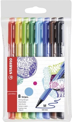 STABILO Fineliner pointMax - Pack of 8 - Assorted Colors 1 Count (Pack of 8)