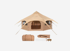 Canvas Tent 4 Seasons 5 m/16.4 ft Bell Tent for Camping with Stove Jack
