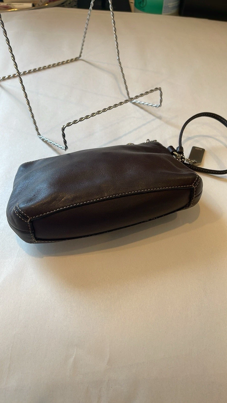 Coach Polsino pochette in pelle marrone vintage Y2K made in India anni 90 zip piccolo