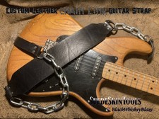 Custom Leather Back Alley Brawler Chop Shop Heavy Metal Chain Guitar Strap