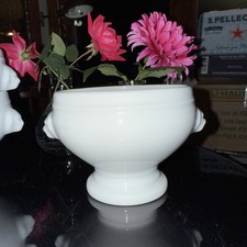 Williams Sonoma Apilco LARGE White Porcelain Lion's Head Bowls France Set of 2