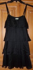 NWT JOHNNY MARTIN JUNIORS SIZE 1 BLACK SLEEVELESS TIER RUFFLE SHORT DRESS A-LINE