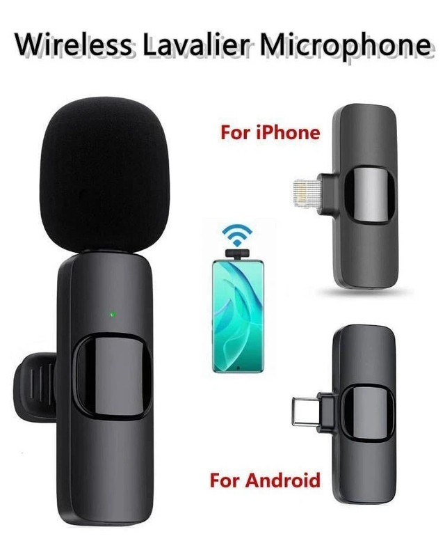 Wireless Lavalier Microphone Clip Mic For iPhone iPad Samsung Recording Vlog -UK