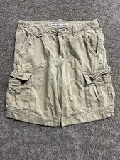 American Eagle Cargo Shorts Mens 32 Classic Length Khaki Distressed 90s Y2K