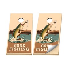 Premium Cornhole Vinyl Wraps - 3M Decal- Fishing - Gone Fishing Bass Lake