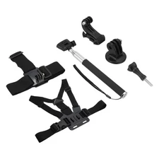 6Pcs Action Camera Mount Accessories Set Chest Strap Head Strap Selfie Stick