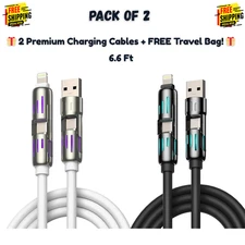 4 in 1 Multi-USB Charging Cable -MAX 240W Fast Charging/USB A+/C 6.6ft (2-PACK)