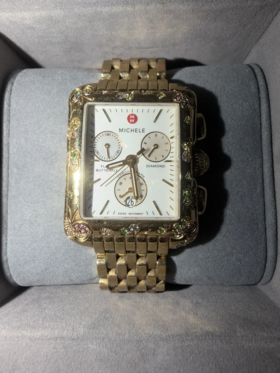 Authentic Michele Deco Rare Gold Diamond Dial Chronograph Gold Tone Watch 6dfad670-9f43-4f6e-aa81-  main image 3