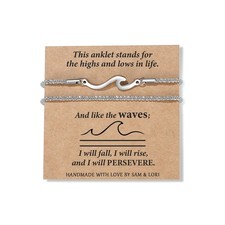 SAM  LORI Silver Anklets Ankle Bracelets for Women Waterproof Medium,