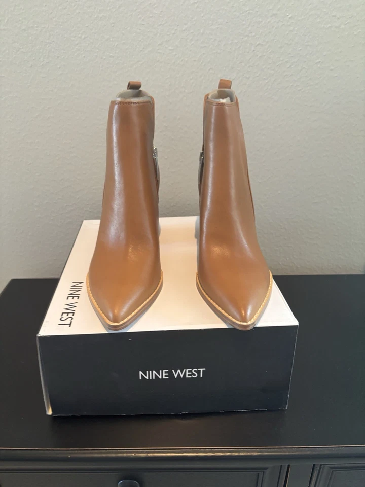 Nine West Bolen Pointed Toe Booties, Light Brown, Sz 8 - Image 2 of 4