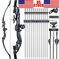 Archery 53" Takedown Recurve Bow with Bow Sight, Arrow Rest 12X Target Arrows US