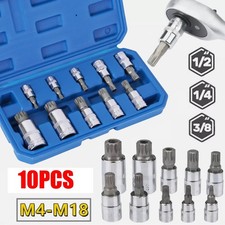 10Pc 1/2" Drive Metric Hex Allen Socket Set 4 Ratchet Torque Wrench Bolt Case