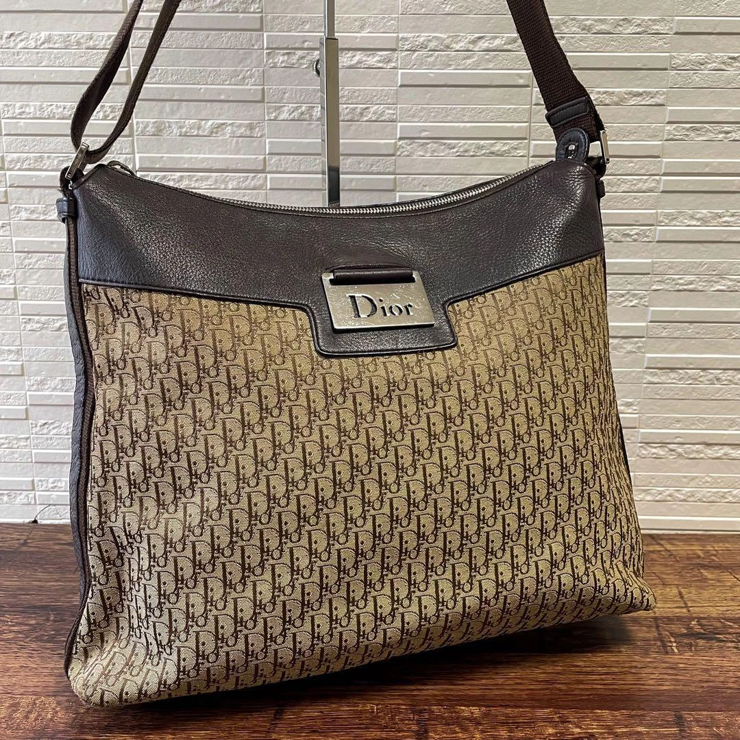 Sac bandoulière toile Dior Trotter marron sangle réglable excellent état