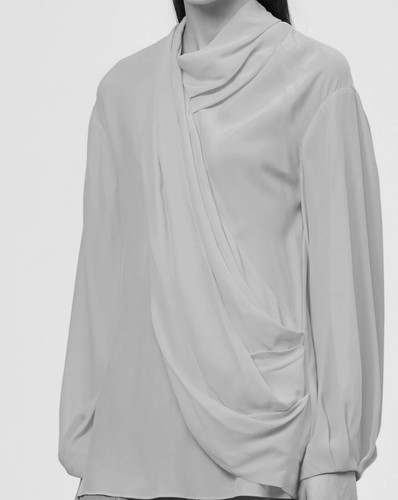 NWT NEW ACLER NAVY BLUE SILK DRAPE BLOUSE TOP SHIRT US SIZE 6 - Picture 10 of 11