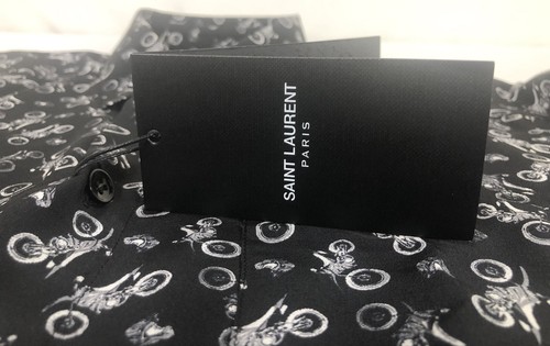 NWT Saint Laurent Motorcycle Printed Graphic Silk Shirt 37EU/14.5US $1350.00 - Picture 5 of 12
