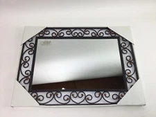 New VINTAGE LOOK FETCO Home Decor Brown Wrought Iron 13"x18" MIRROR Amber Beads