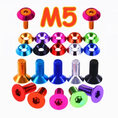 M5 Aluminium Senkkopfschrauben Innensechskant Schrauben und Senk Unterlegscheibe - Bild 1 von 4