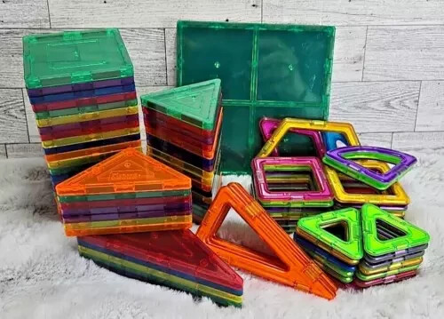 Magna Tiles Magformers Picasso Magnetic Shapes  Mixed Lot Of 210 Pieces Clean