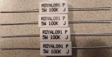 4 PCS 100K ohm 5watt Axial wirewound ceramic cement power resistor 100K ohm 5W