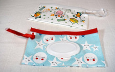 Pair of 2 Soft EVA Material Resealable Pouches for Wet Wipes - Baby Shower Gift