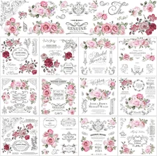 12 Sheets Rub on Transfers for Crafts and Furniture Rub on Transfer Stickers Dec