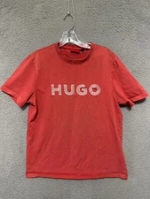 Hugo Boss Mens Shirt Size Medium Red Short Sleeve Adult Cotton
