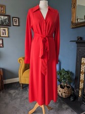 H&M Red Size Small Or 10 Long Smart Shirt Dress