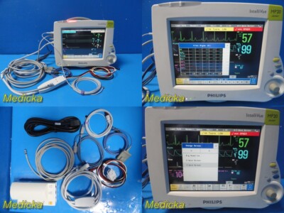 Philips Intellivue MP20 Junior Monitor W/ M3001A & ECG,TEMP,SpO2,NBP Leads~26131