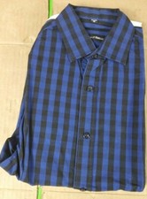 USA La Sorella blue  Black Striped Men's dress shirt size 38 New no tag