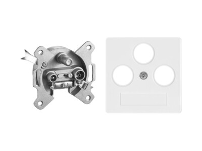 TV SAT DOSE Antennendose  +Abdeckung passend zu Gira System55 reinweiss glänzend