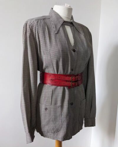 Vintage 1930s 1940s Women's Lightweight Plaid Hollywood jacket L Sportswear - Picture 2 of 7