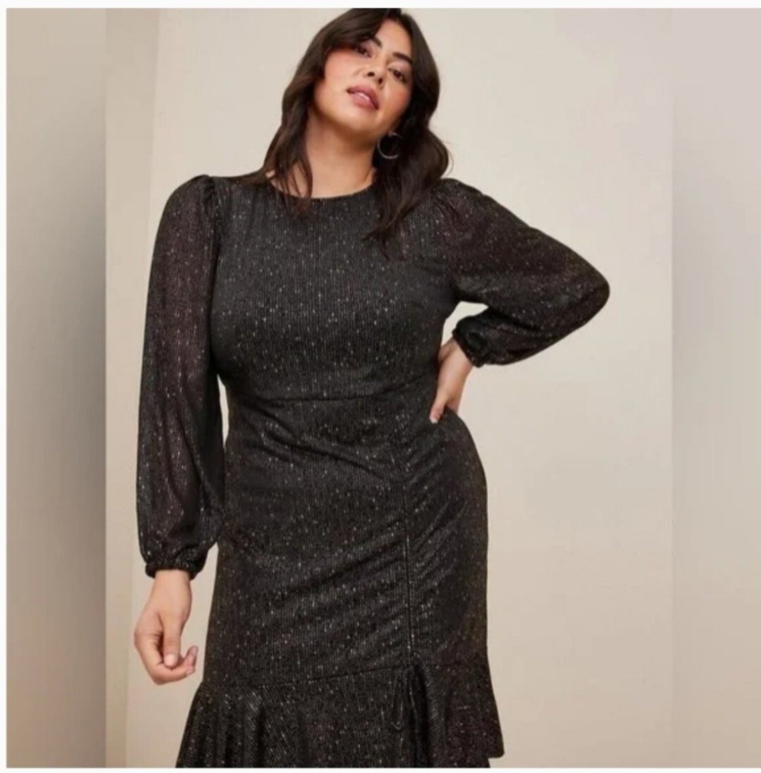 NEW TORRID Sparkly Party Dress Plus Size Formal Event Glam Black Glitter  Holiday