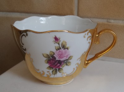 d. Bavaria Germany 24Karat Gold HANDARBEIT elegante KAFFEETASSE Rose Rosen 4x da