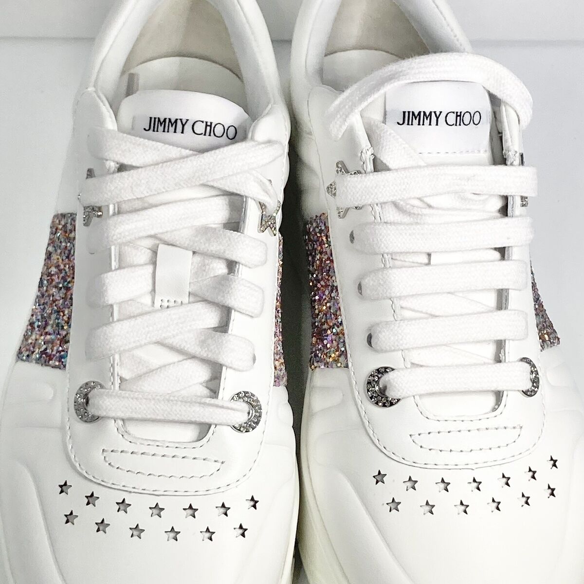 New Jimmy Choo Hawaii Glitter Leather Sneakers Size 37.5EU New Jimmy Choo Hawaii Glitter Leather Sneakers Size 37.5EU