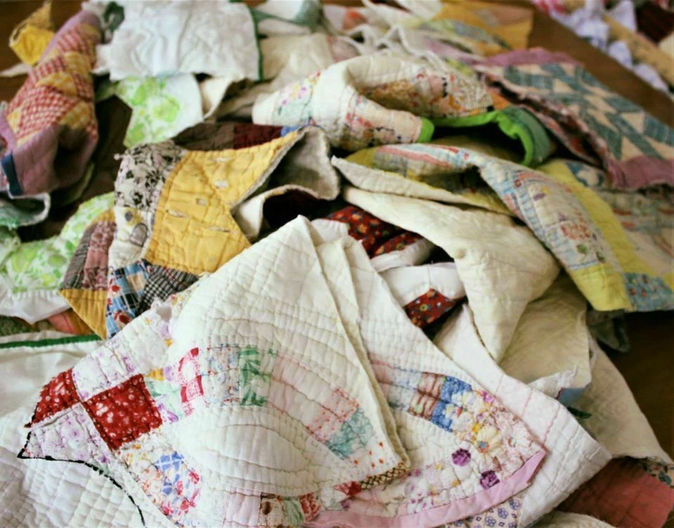 Vintage Handmade Patchwork Cutter Quilt Remnants Grab Bag One Half Pound - Image 2 of 4