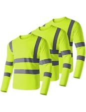 Ubon Hi Vis Men's Safety Shirts 3-Pack,Reflective Construction Work Shirts