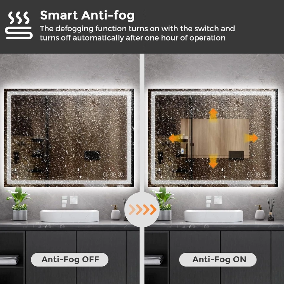 Espejo de baño Koonmi 36x48 LED, retroiluminado + retroiluminado delantero, espejo de baño LED Foto 4 de 4