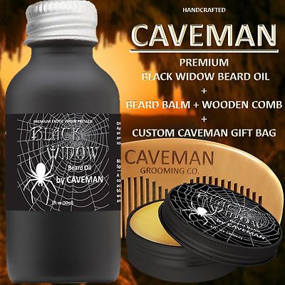 Hand Crafted Caveman  Beard Oil Set KIT Beard Oil + Balm FREE Wooden Beard Comb
