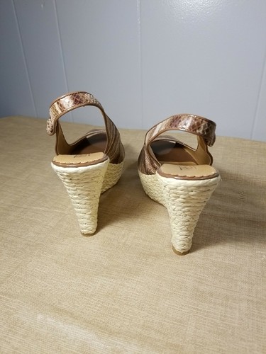 Tribeca Kenneth Cole Womans 7.5 Leather Brown Snake Skin Espadrille Wedge - 第 4/8 張圖片